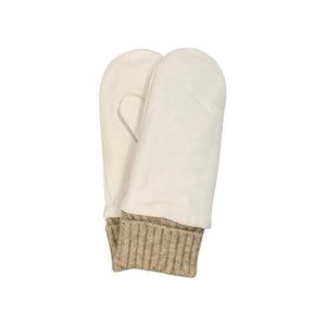 Leather Mittens - White